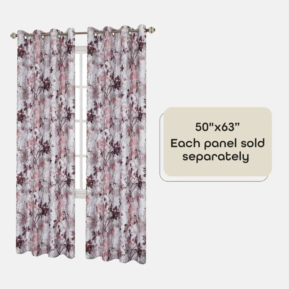 PowerSellerUSA Elegant Floral Polyester Blackout Single Window Curtain Panel,